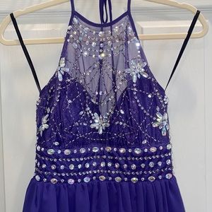 Dillard’s purple halter tie Hoco dress